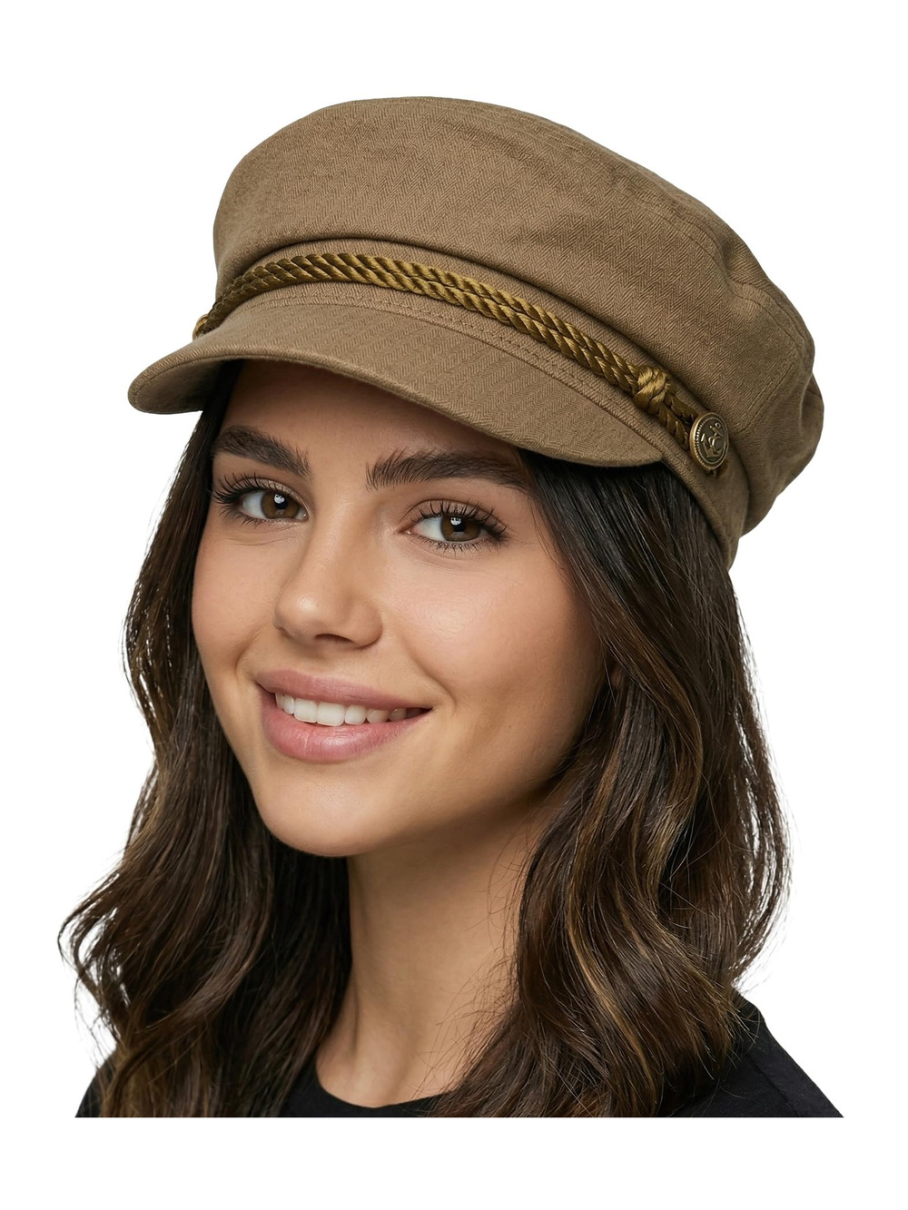 Greek Fisherman Newsboy Cap, Cotton Captains Bakerboy Hat | Taupe | Size OS